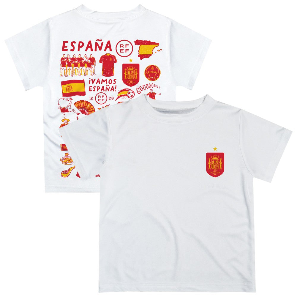 Spain National Team Vive La Fete Youth Impressions Artwork T-Shirts - White