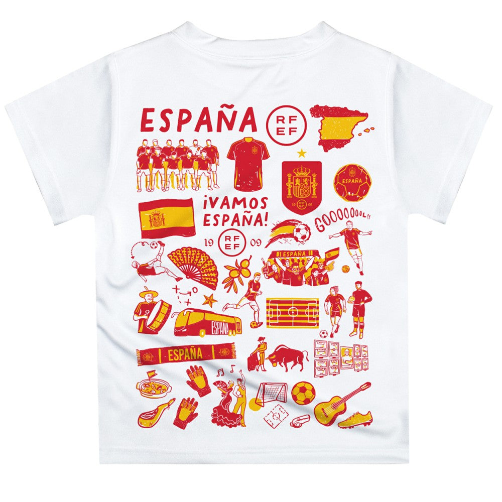 Spain National Team Vive La Fete Youth Impressions Artwork T-Shirts - White