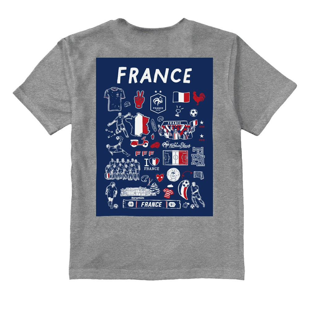France National Team Vive La Fete Youth Impressions Artwork T-Shirts - Gray