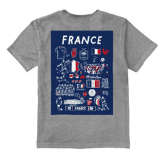 France National Team Vive La Fete Youth Impressions Artwork T-Shirts - Gray