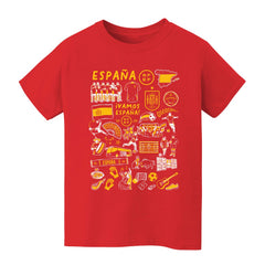 Spain National Team Vive La Fete Youth Impressions Artwork T-Shirts - Red