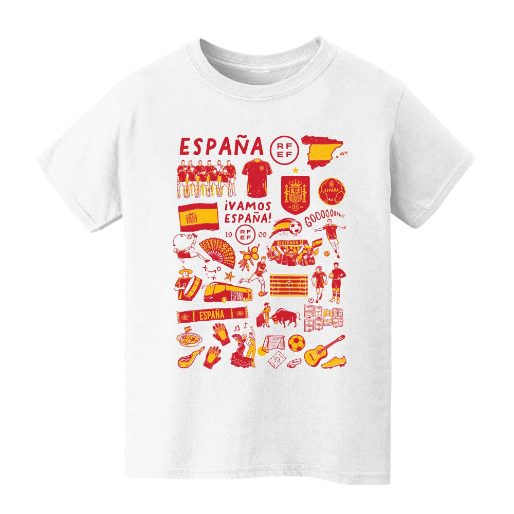 Spain National Team Vive La Fete Youth Impressions Artwork T-Shirts - White