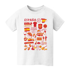 Spain National Team Vive La Fete Youth Impressions Artwork T-Shirts - White