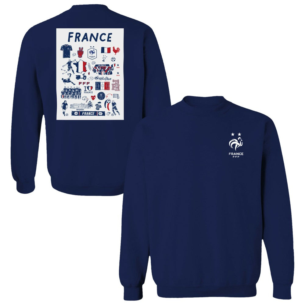France National Team Vive La Fete Women's Impressions Artwork Sweatshirt - Navy