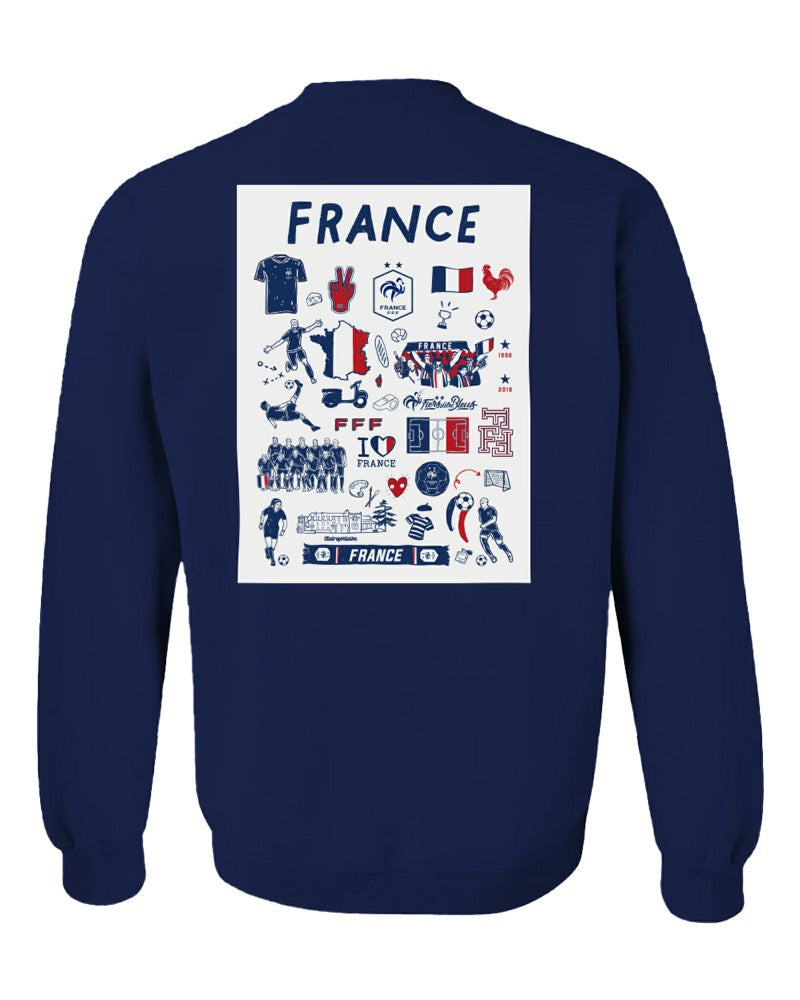 France National Team Vive La Fete Women's Impressions Artwork Sweatshirt - Navy