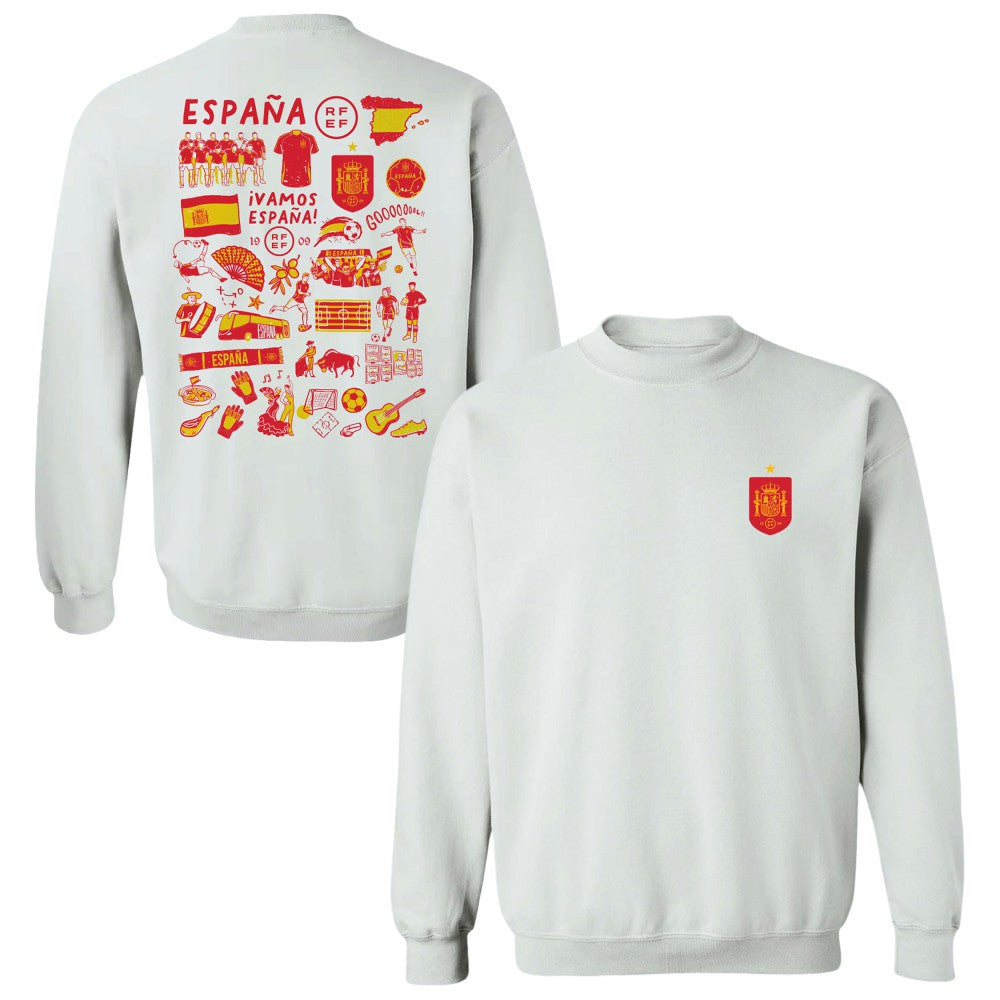 Spain National Team Vive La Fete Women's Impressions Artwork Sweatshirt - White