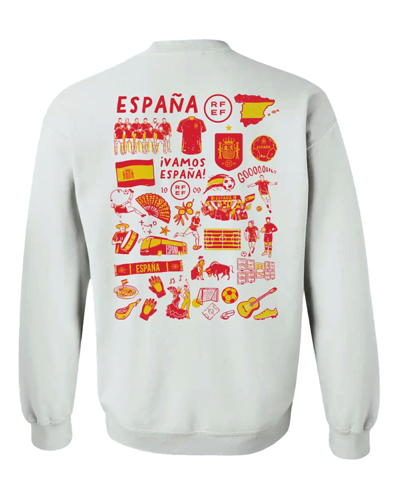 Spain National Team Vive La Fete Women's Impressions Artwork Sweatshirt - White