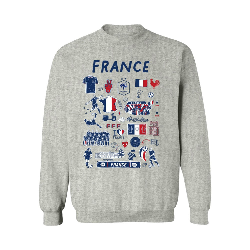 France National Team Vive La Fete Women's Impressions Artwork Sweatshirt - Gray