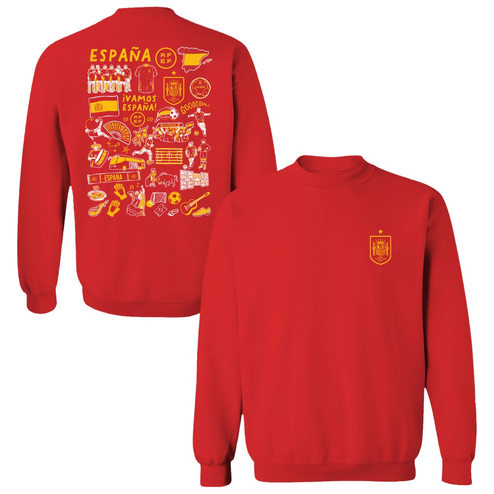 Spain National Team Vive La Fete Women's Impressions Artwork Sweatshirt - Red