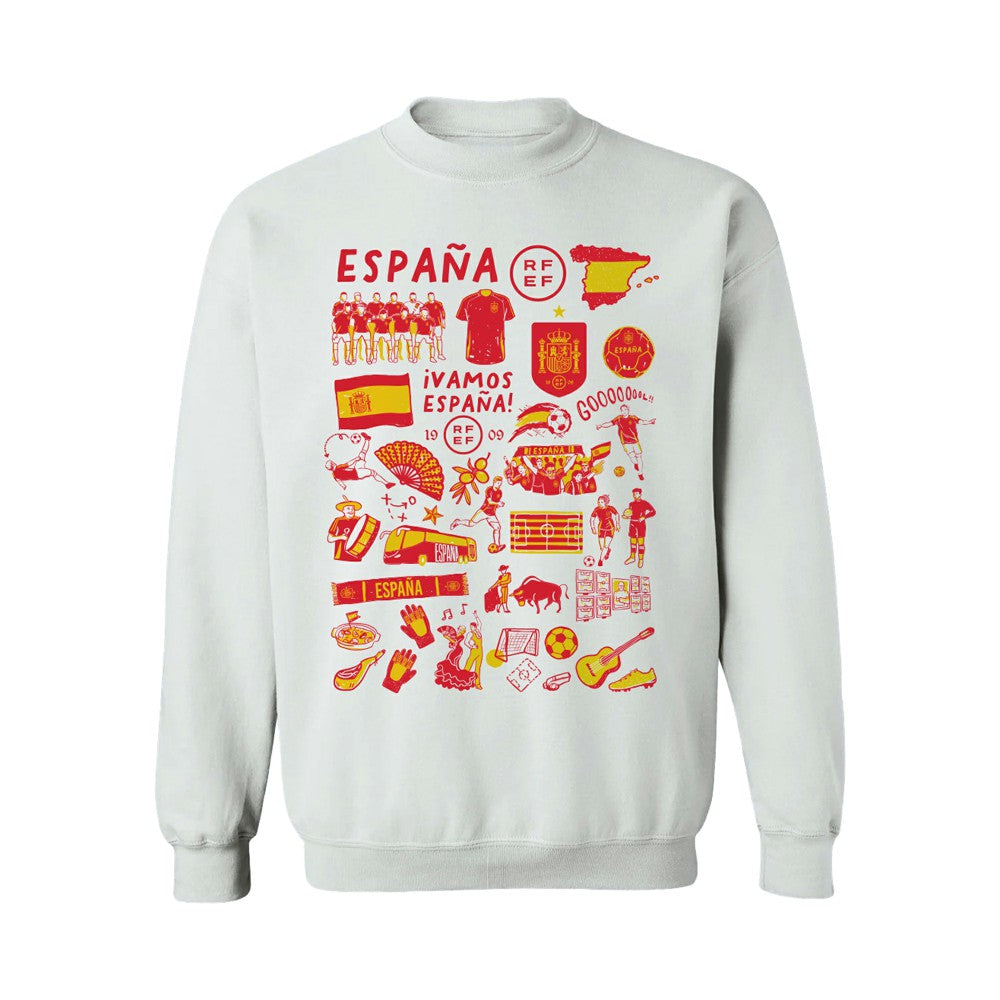 Spain National Team Vive La Fete Women's Impressions Artwork Sweatshirt - White