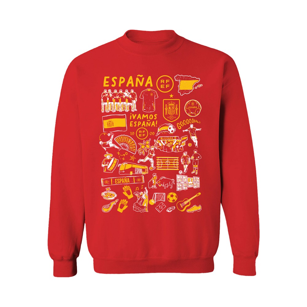 Spain National Team Vive La Fete Women's Impressions Artwork Sweatshirt - Red
