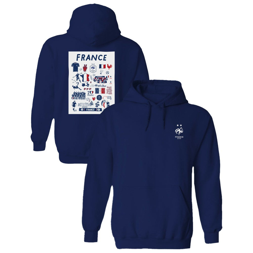 France National Team Vive La Fete Women's Impressions Artwork Hoodie - Navy