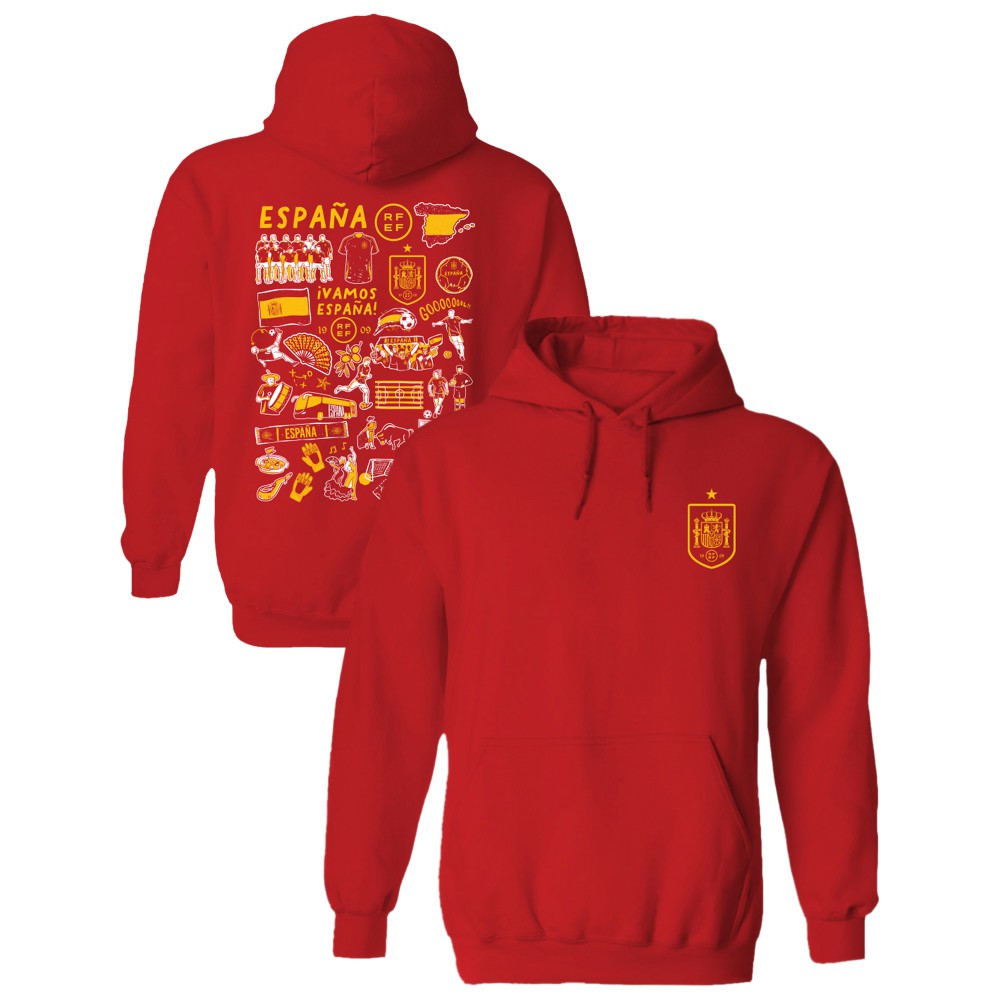 Spain National Team Vive La Fete Women's Impressions Artwork Hoodie - Red
