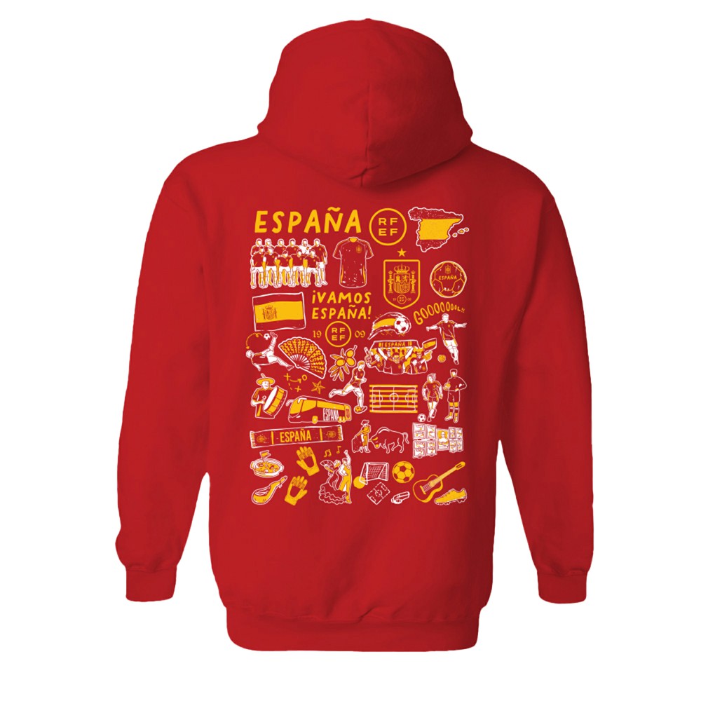 Spain National Team Vive La Fete Women's Impressions Artwork Hoodie - Red