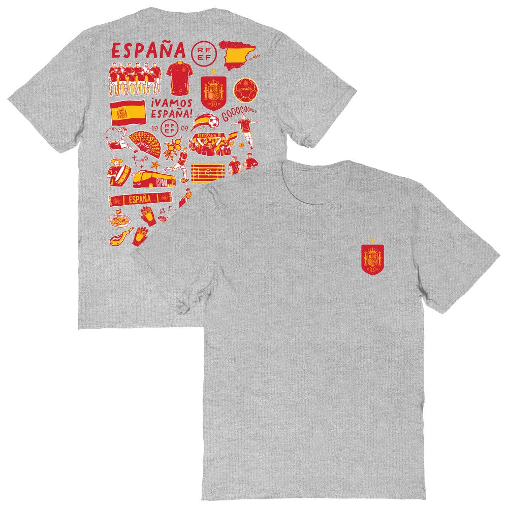 Spain National Team Vive La Fete Women's Impressions Artwork Fitted T-Shirts - Gray