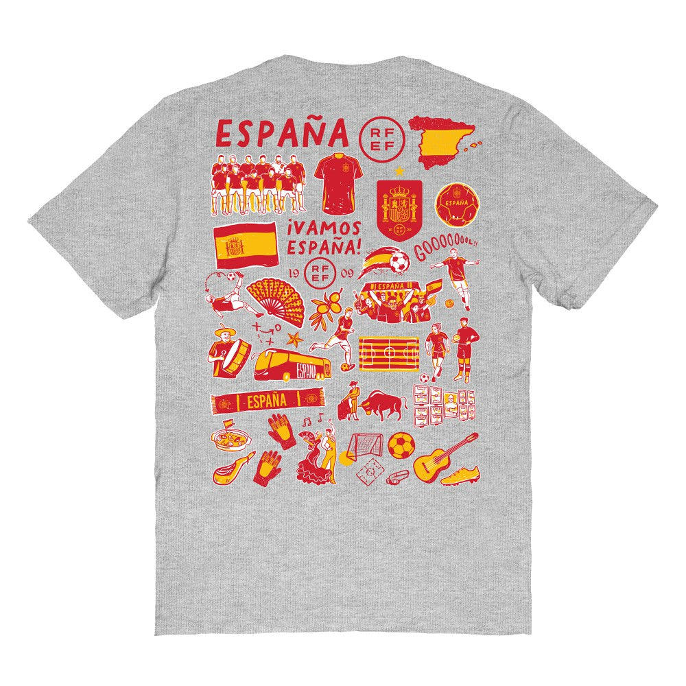Spain National Team Vive La Fete Women's Impressions Artwork Fitted T-Shirts - Gray