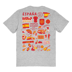 Spain National Team Vive La Fete Women's Impressions Artwork Fitted T-Shirts - Gray