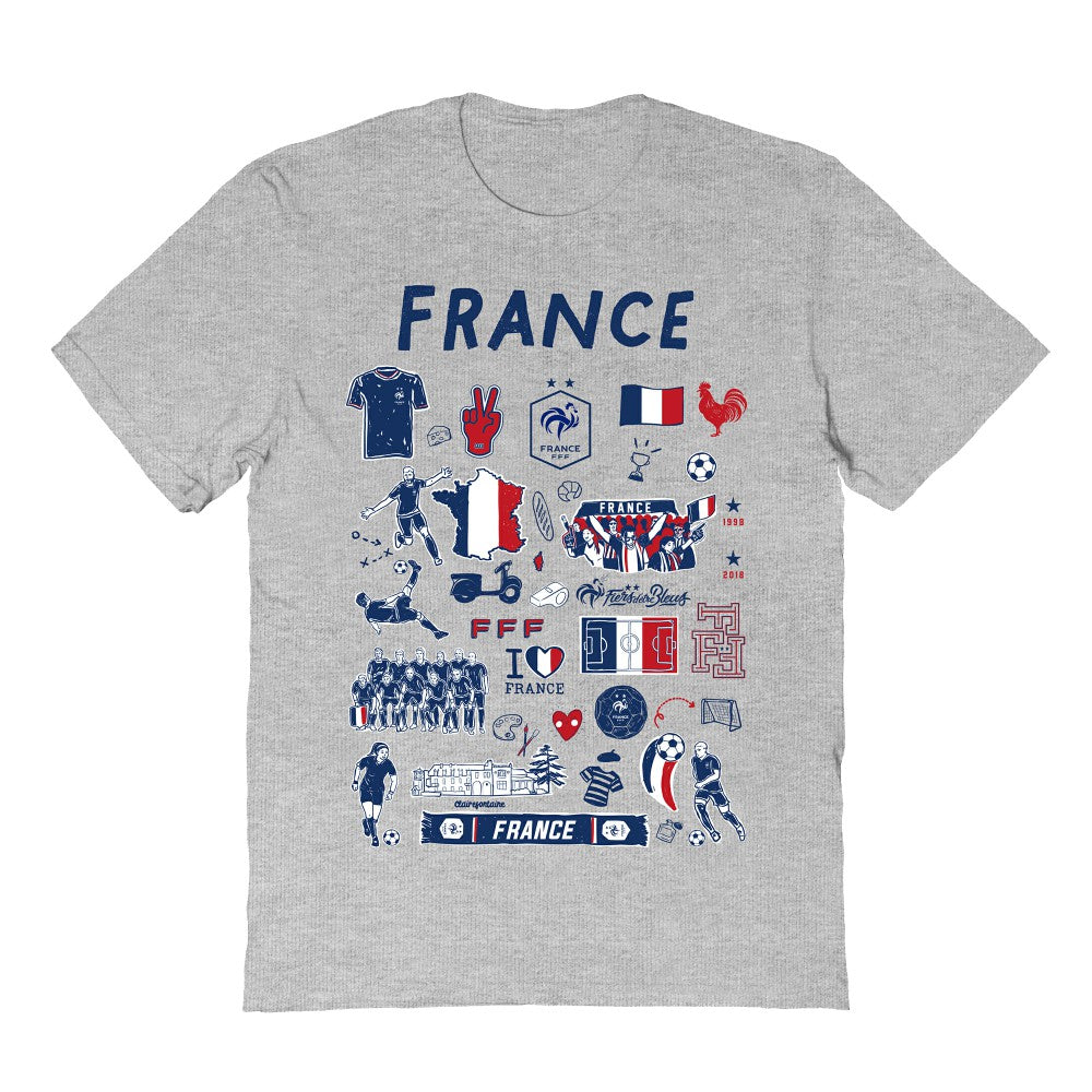 France National Team Vive La Fete Women's Impressions Artwork Fitted T-Shirts - Gray