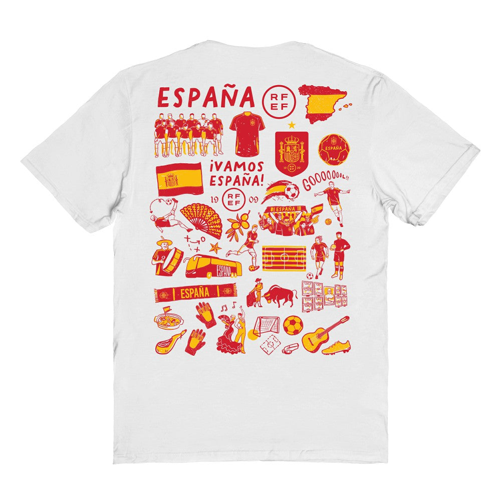 Spain National Team Vive La Fete Women's Impressions Artwork Fitted T-Shirts - White