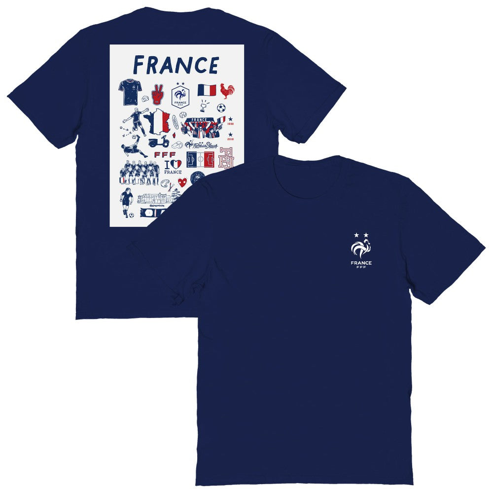 France National Team Vive La Fete Women's Impressions Artwork Fitted T-Shirts - Navy