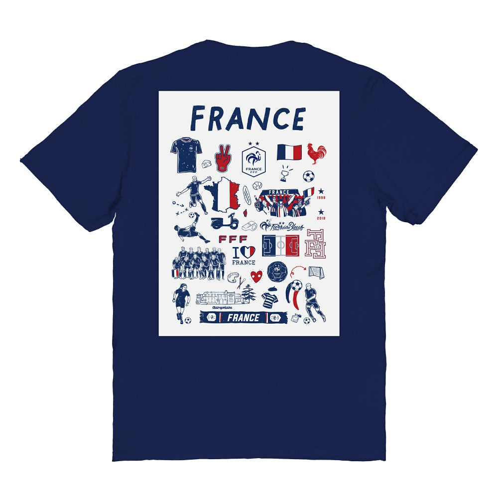 France National Team Vive La Fete Women's Impressions Artwork Fitted T-Shirts - Navy
