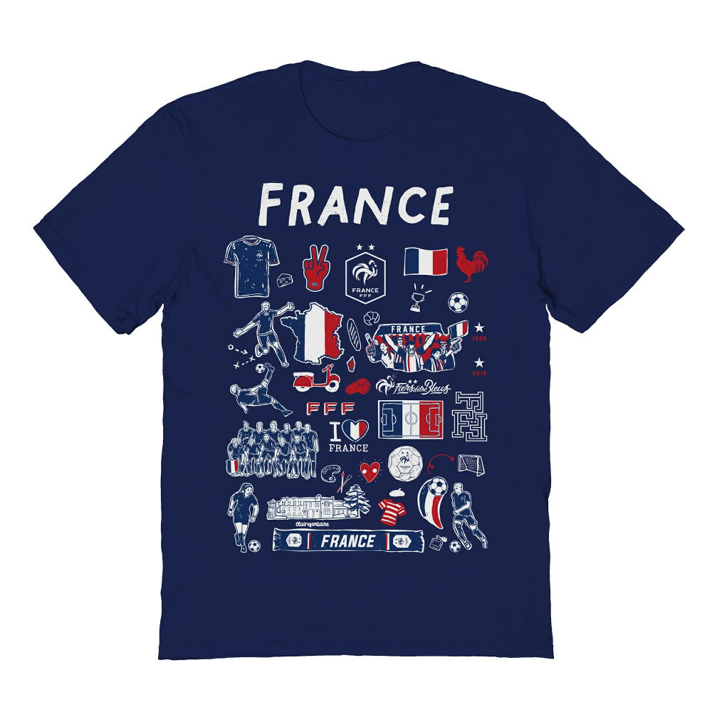 France National Team Vive La Fete Women's Impressions Artwork Fitted T-Shirts - Navy