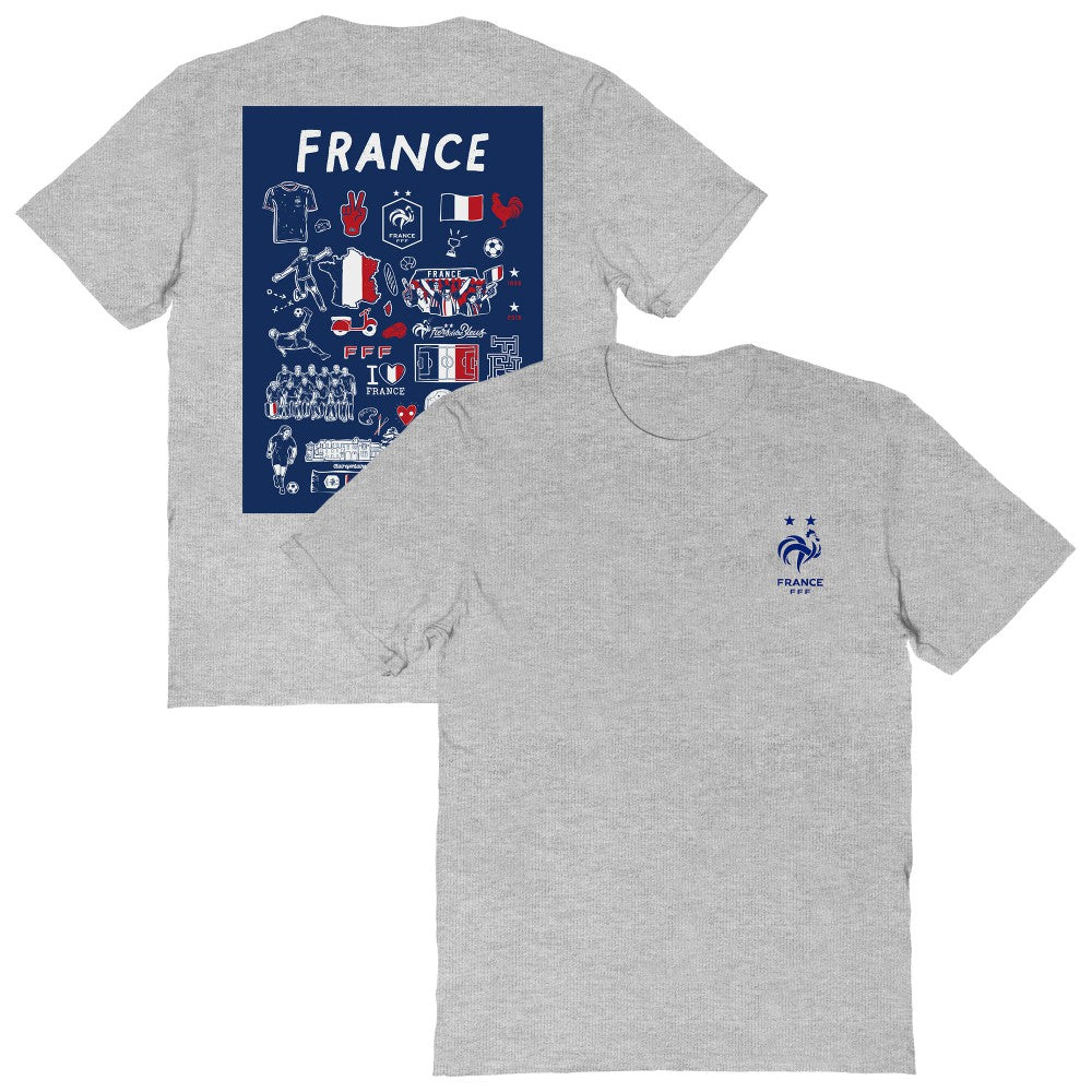 France National Team Vive La Fete Women's Impressions Artwork Fitted T-Shirts - Gray