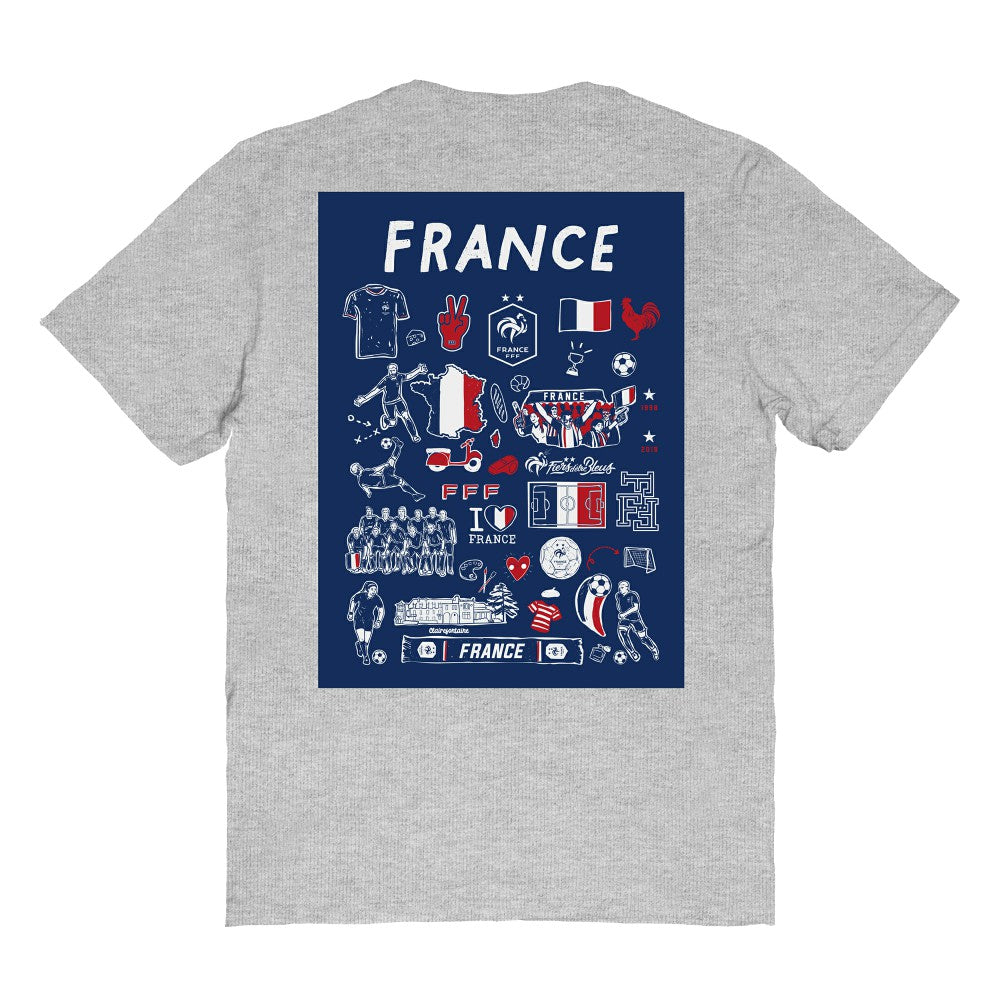 France National Team Vive La Fete Women's Impressions Artwork Fitted T-Shirts - Gray