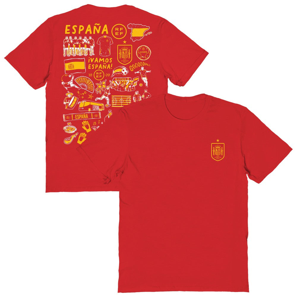 Spain National Team Vive La Fete Women's Impressions Artwork Fitted T-Shirts - Red