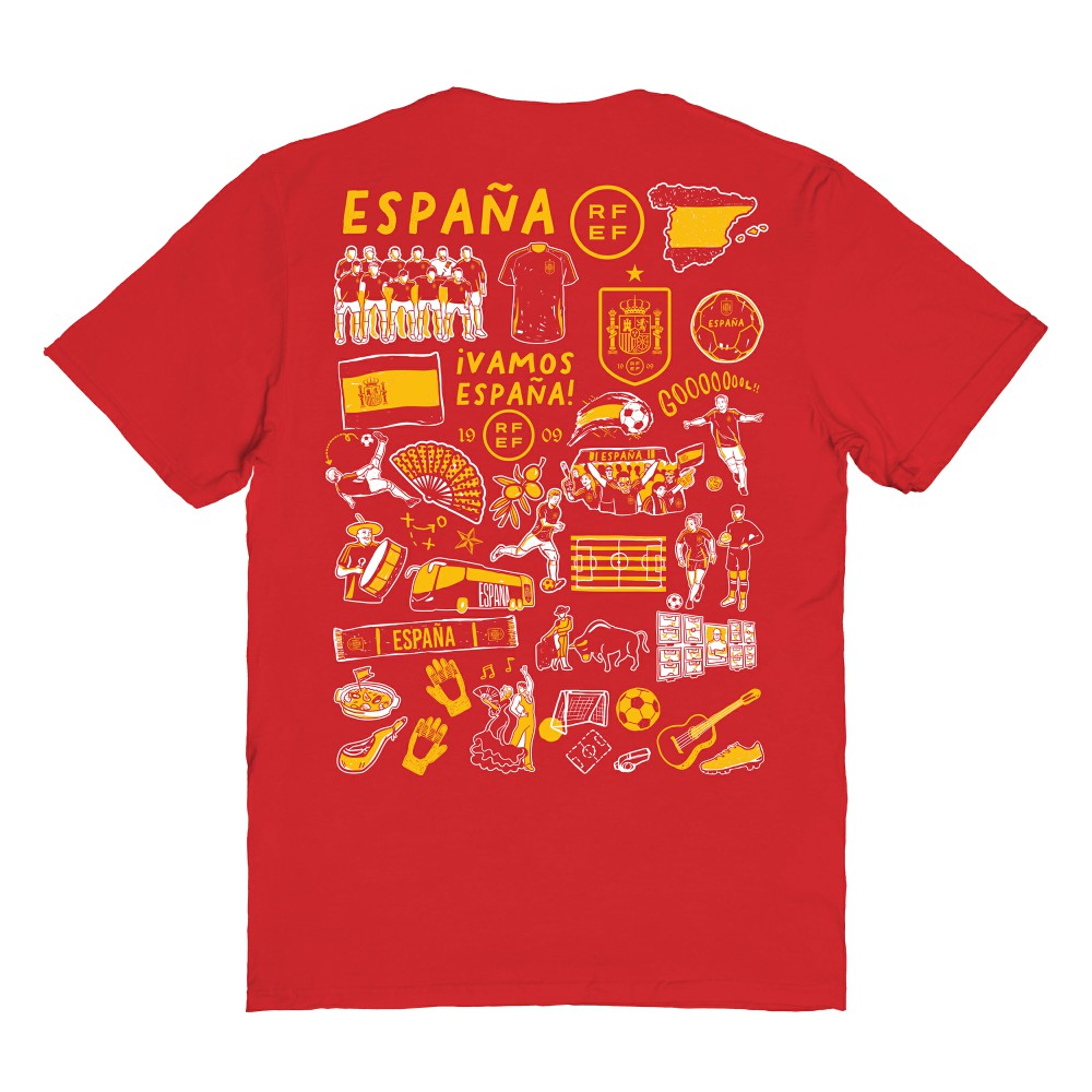 Spain National Team Vive La Fete Women's Impressions Artwork Fitted T-Shirts - Red