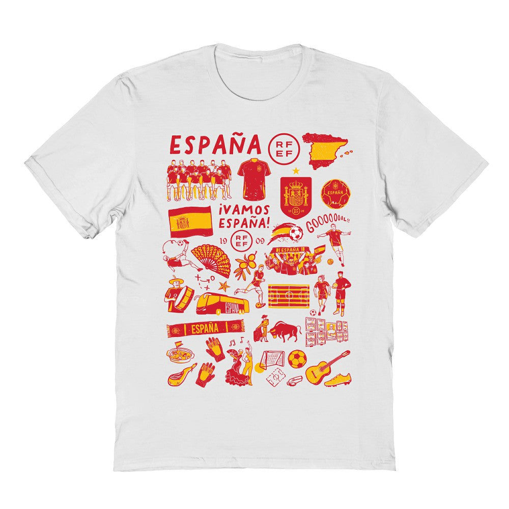 Spain National Team Vive La Fete Women's Impressions Artwork Fitted T-Shirts - White