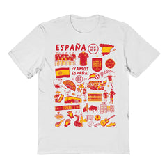 Spain National Team Vive La Fete Women's Impressions Artwork Fitted T-Shirts - White