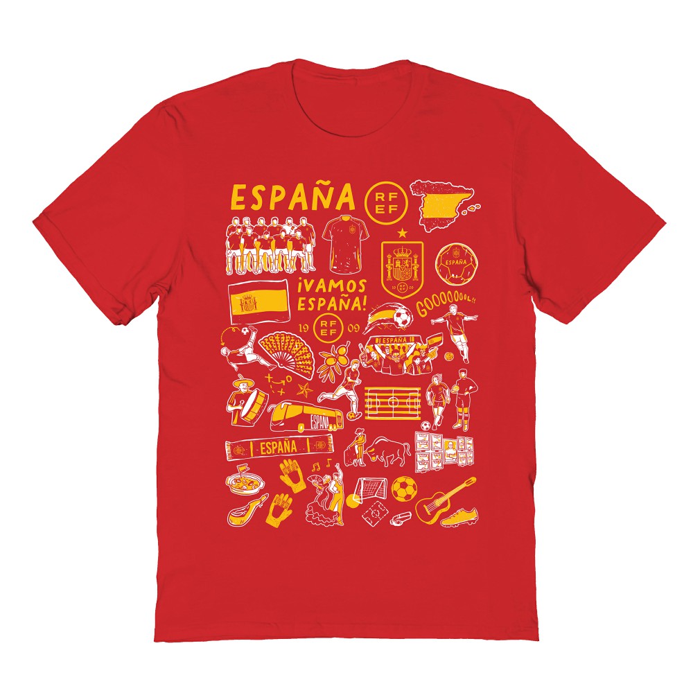 Spain National Team Vive La Fete Women's Impressions Artwork Fitted T-Shirts - Red