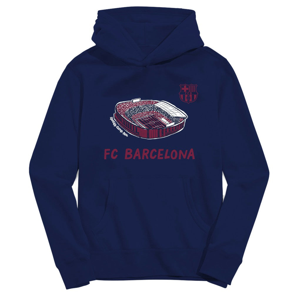 Barcelona Vive La Fete Youth Stadium Style Hoodie - Navy