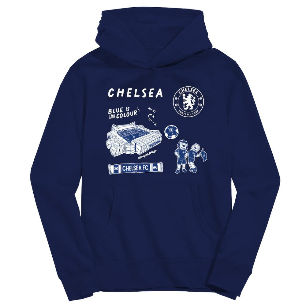 Chelsea Vive La Fete Youth Impressions Icons Hoodie - Navy
