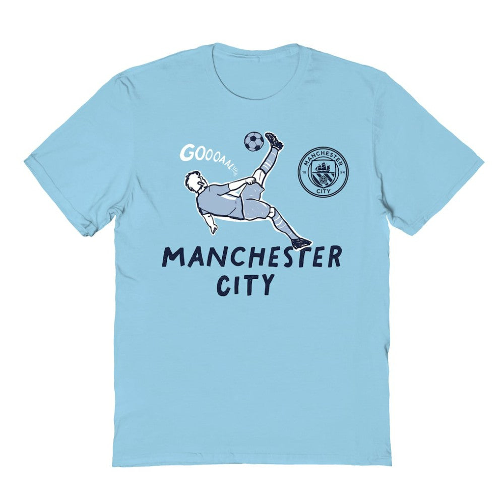Manchester City Vive La Fete Youth Chilena Style T-Shirts - Light Blue