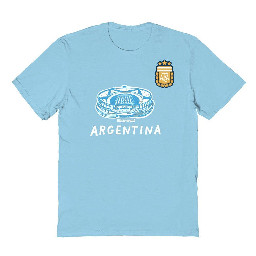 Argentina National Team Vive La Fete Youth Chilena Style T-Shirts - Light Blue