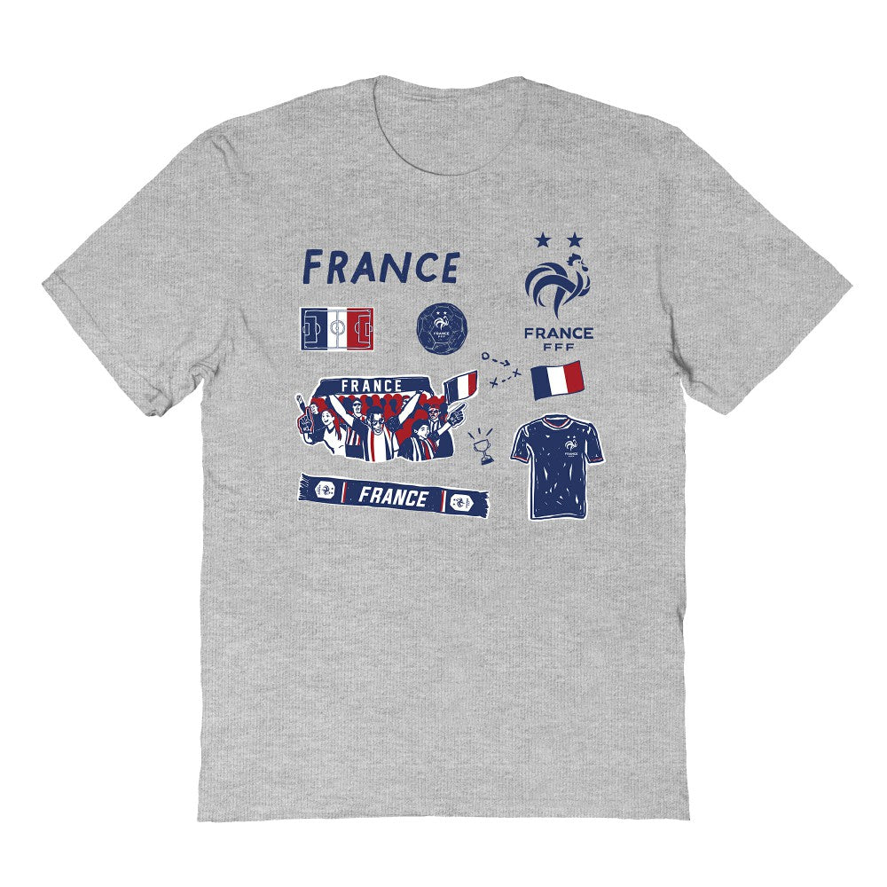 France National Team Vive La Fete Youth Impressions Icons T-Shirts - Gray