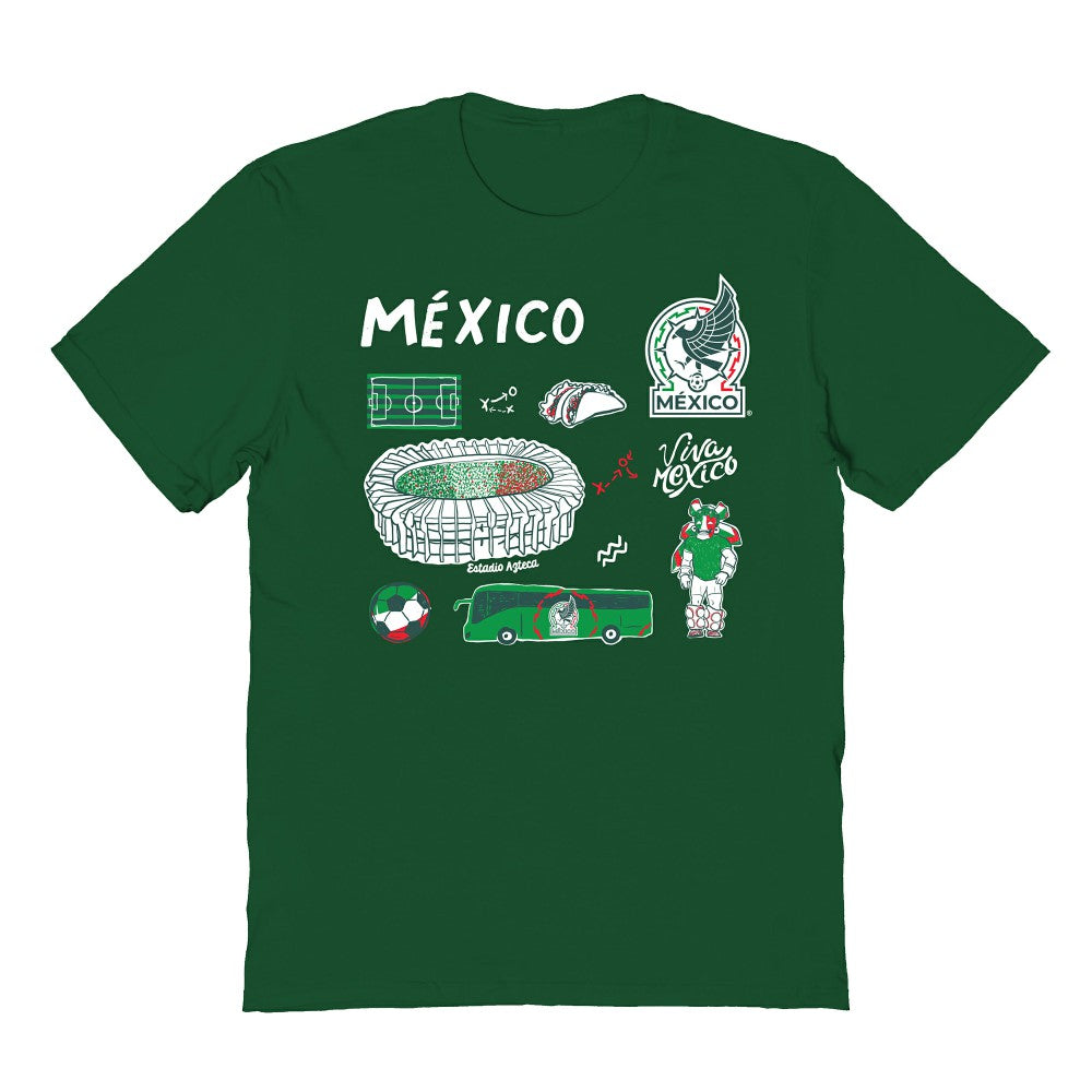 Mexico National Team Vive La Fete Youth Impressions Icons T-Shirts - Green