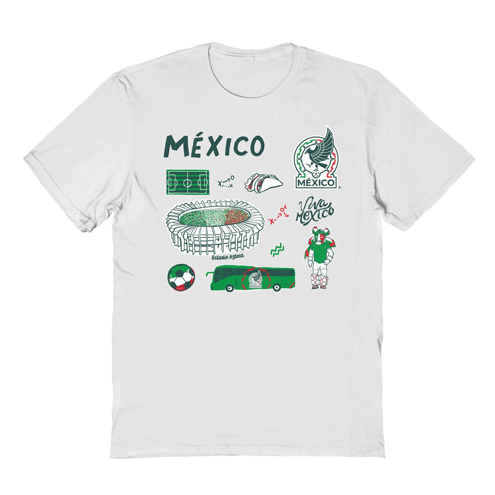 Mexico National Team Vive La Fete Youth Impressions Icons T-Shirts - White