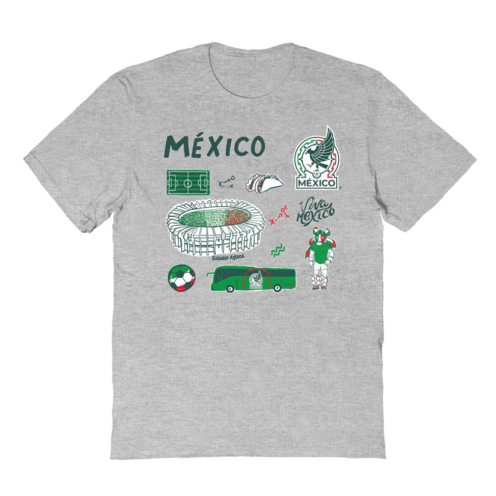 Mexico National Team Vive La Fete Youth Impressions Icons T-Shirts - Gray