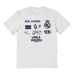 Real Madrid Vive La Fete Youth Impressions Icons T-Shirts - White