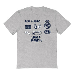Real Madrid Vive La Fete Youth Impressions Icons T-Shirts - Gray