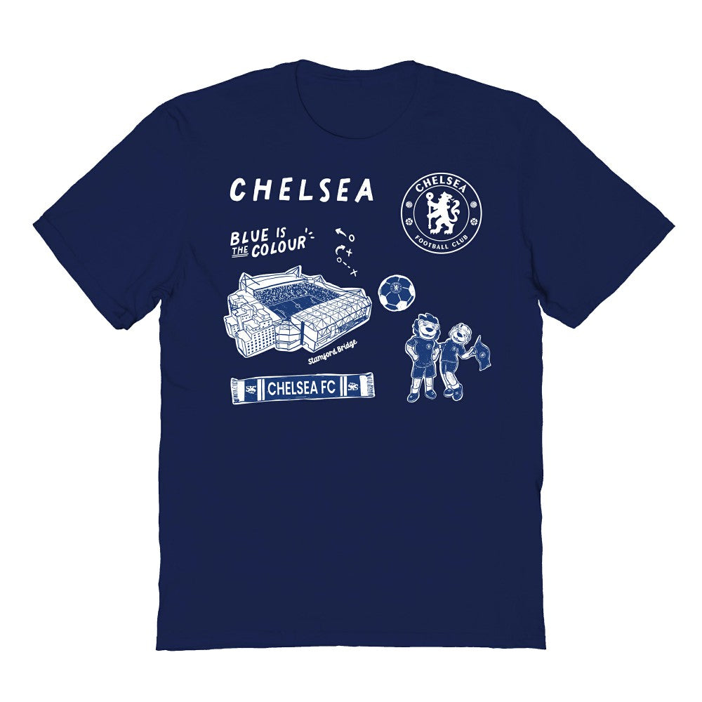 Chelsea Vive La Fete Youth Impressions Icons T-Shirts - Navy
