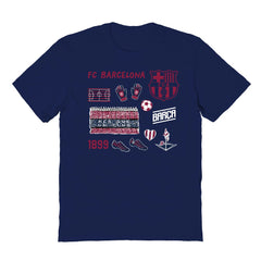 Barcelona Vive La Fete Youth Impressions Icons T-Shirts - Navy