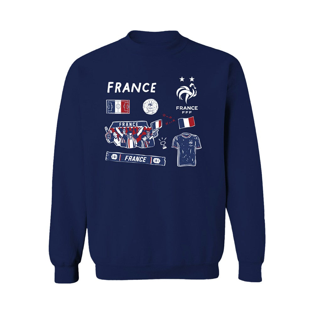 France National Team Vive La Fete Women's Impressions Icons Sweatshirt - Navy