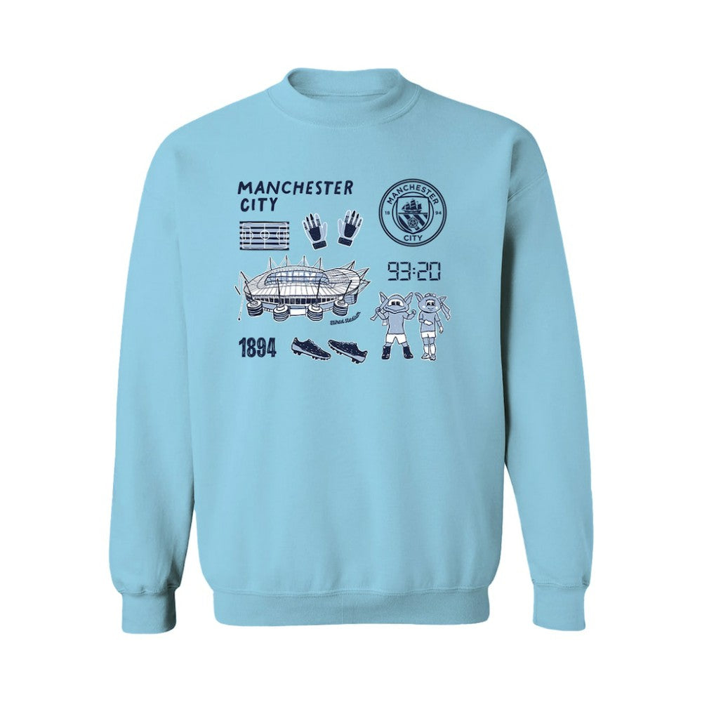 Manchester City Vive La Fete Women's Impressions Icons Sweatshirt - Light Blue