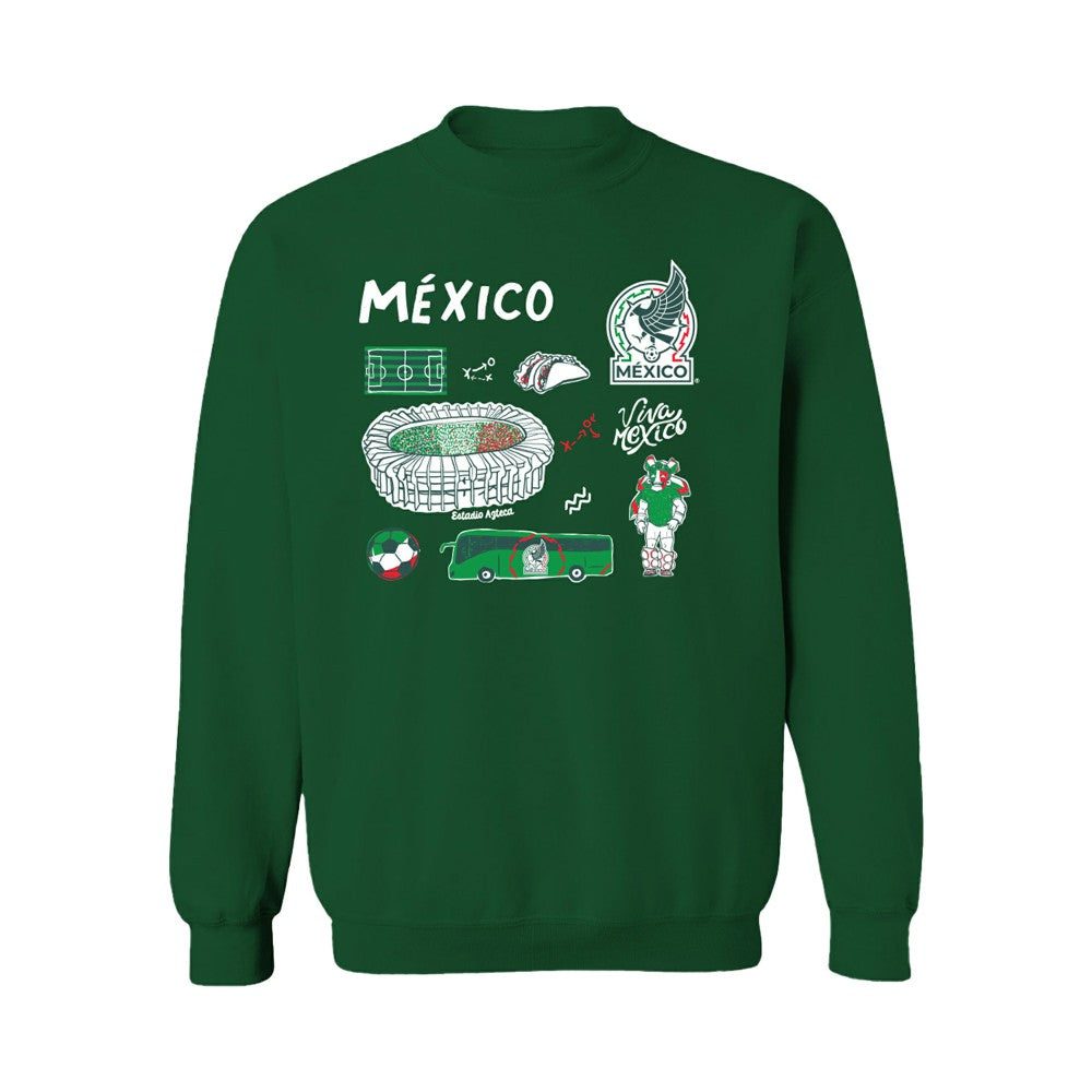 Mexico National Team Vive La Fete Women's Impressions Icons Sweatshirt - Green