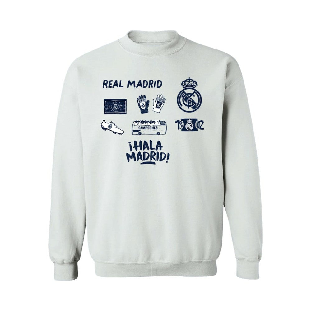 Real Madrid Vive La Fete Women's Impressions Icons Sweatshirt - White