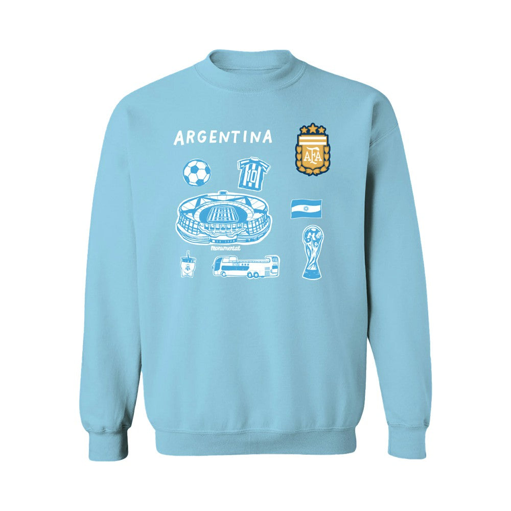 Argentina National Team Vive La Fete Women's Impressions Icons Sweatshirt - Light Blue